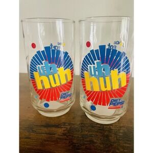 Vintage Diet Pepsi Glasses Ray‎ Charles 'Uh Huh' Theme, 1990s Set Of Three
